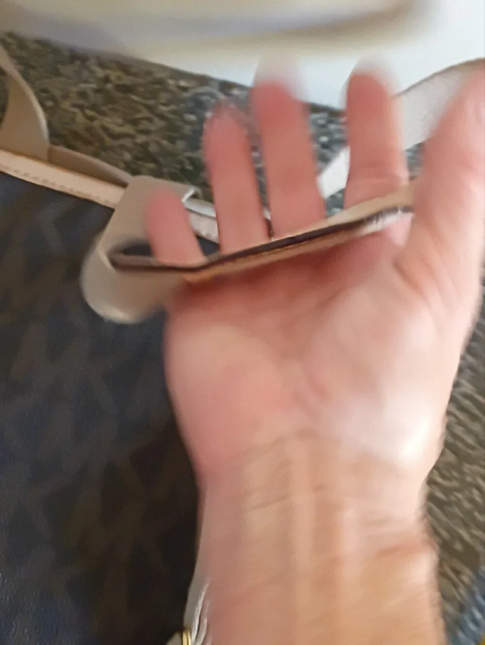 Michael Kors Brown Monogram Crossbody with Beige Strap